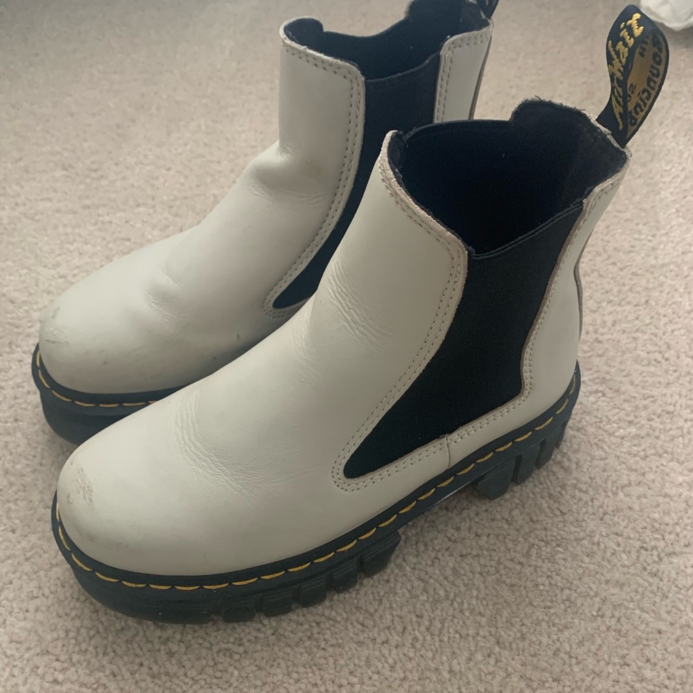 Dr. Martens Size 7  White and Black Chelsea Boots